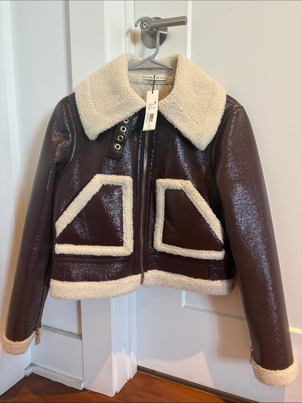 Alice + Olivia Brown and Cream Women’s Jacket
